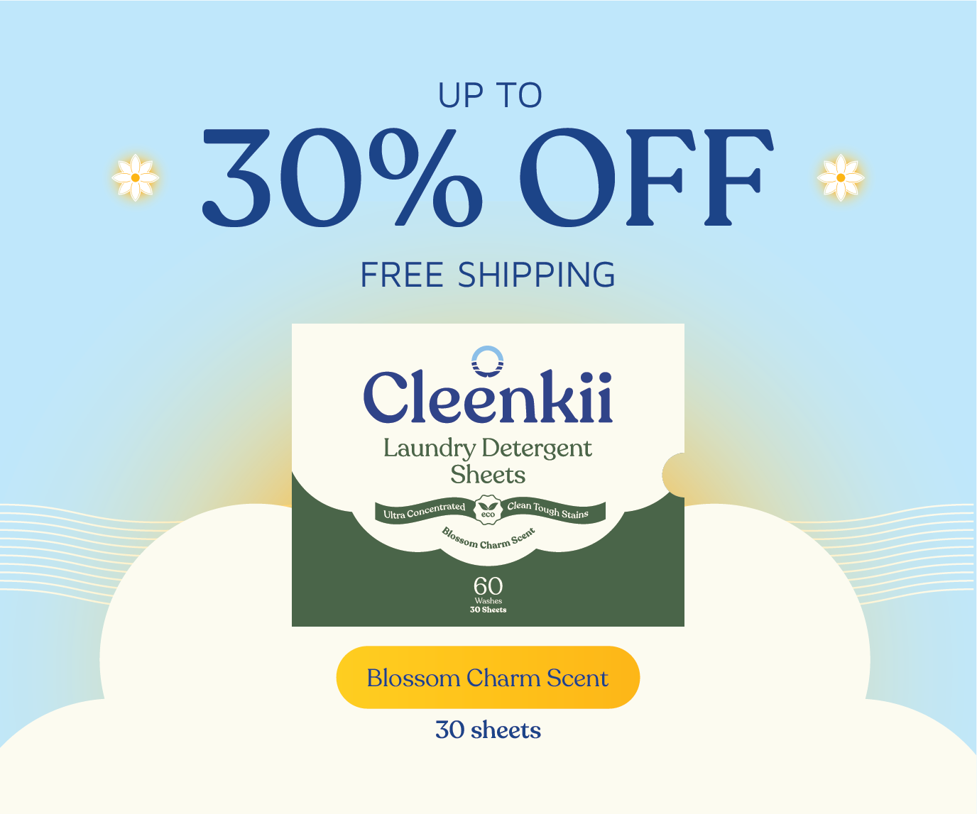 Eco Laundry Detergent Sheets - 30 Sheets (Up to 60 Washes)