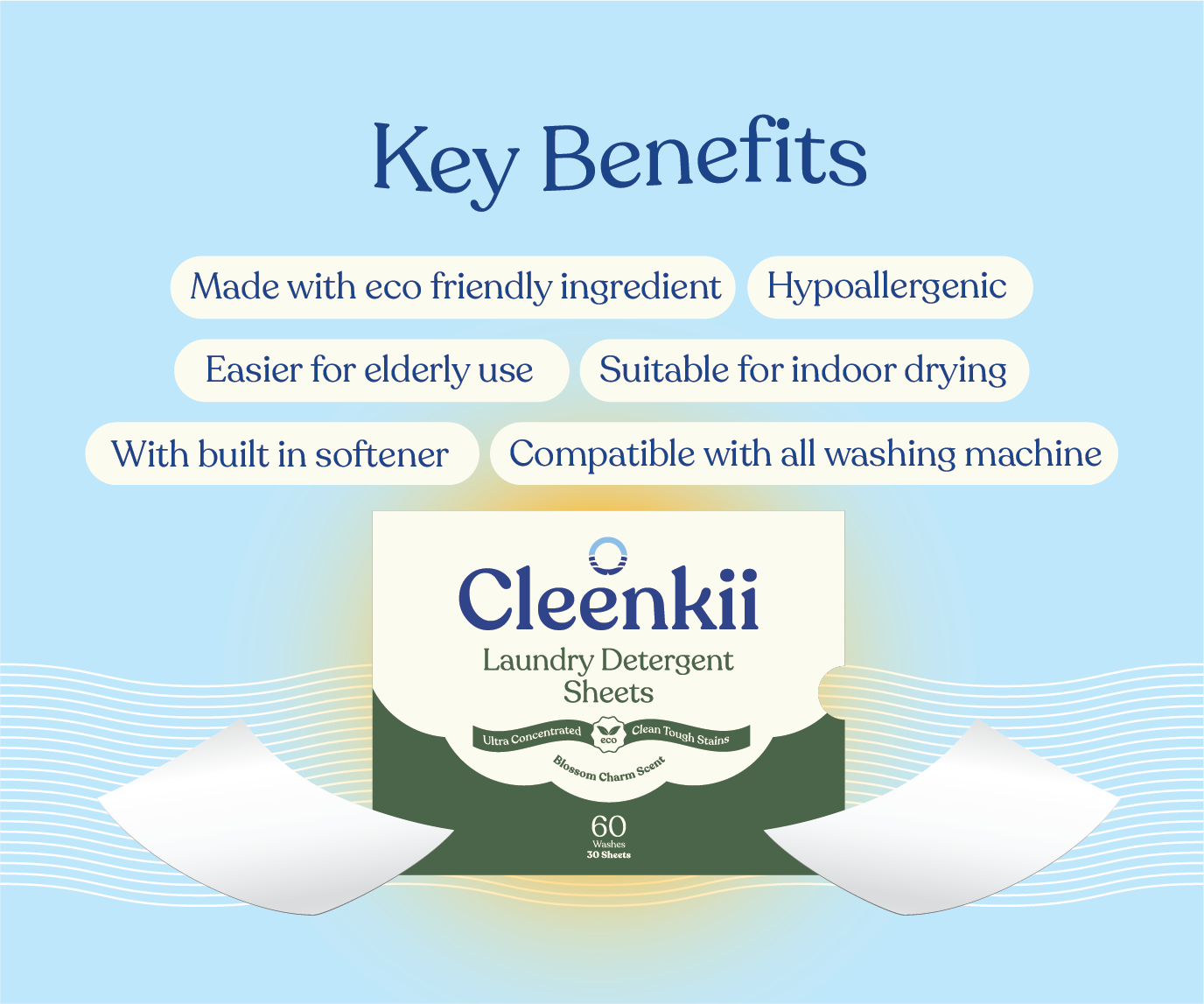 Eco Laundry Detergent Sheets - 30 Sheets (Up to 60 Washes)