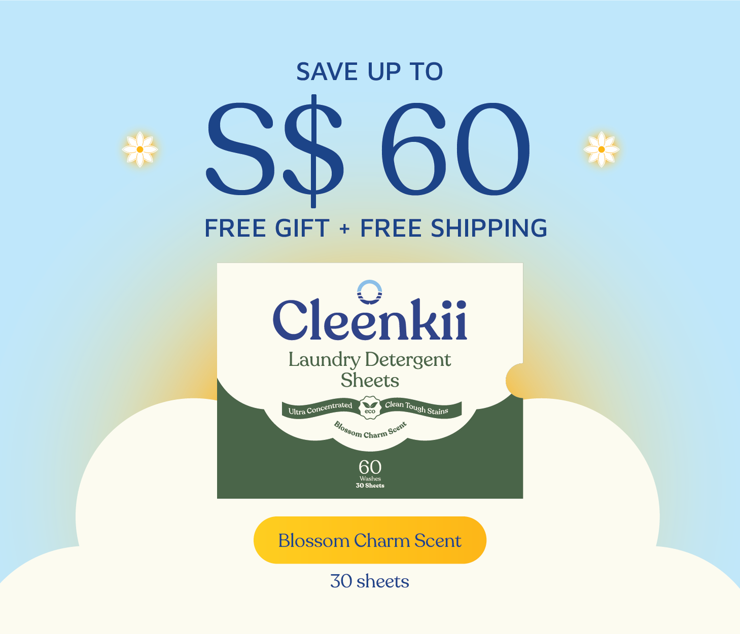 Eco Laundry Detergent Sheets - 30 Sheets (Up to 60 Washes)